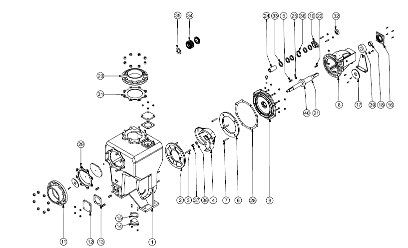 Self priming pump — typical schematic