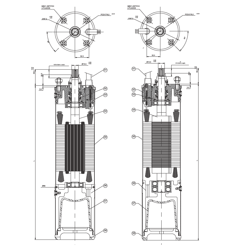 Stainless steel submersible pump — schematic