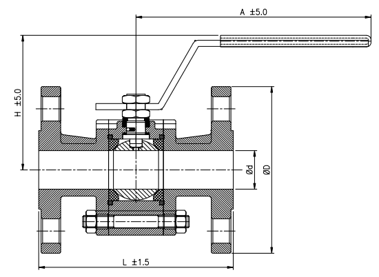 Ball valve — 2-piece floating, cross-section