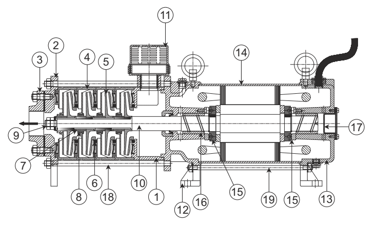Horizontal split-case pump — schematic side view