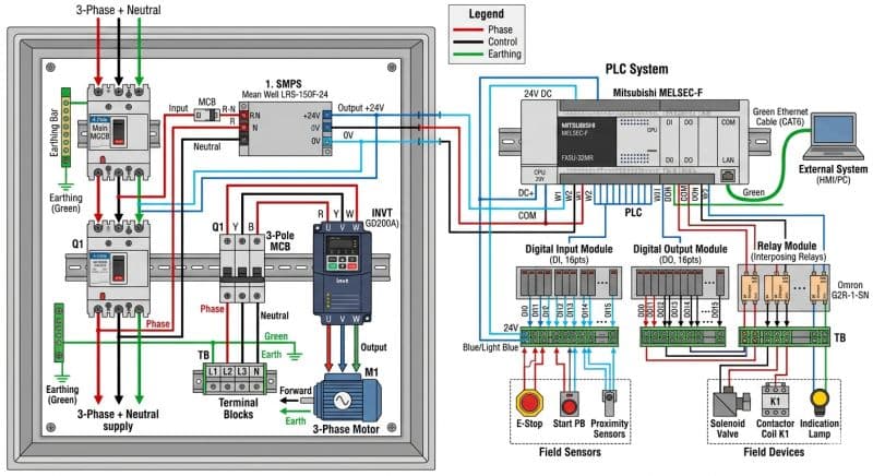 Variable frequency drive (VFD) panel — typical layout